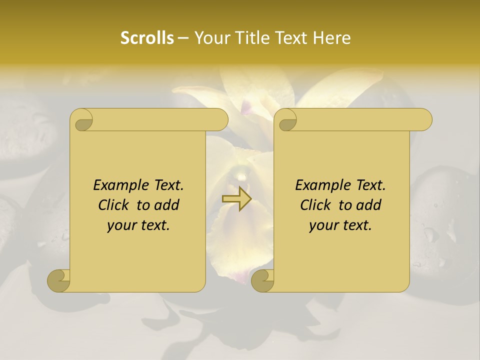 A Yellow Flower Sitting On Top Of Black Rocks PowerPoint Template