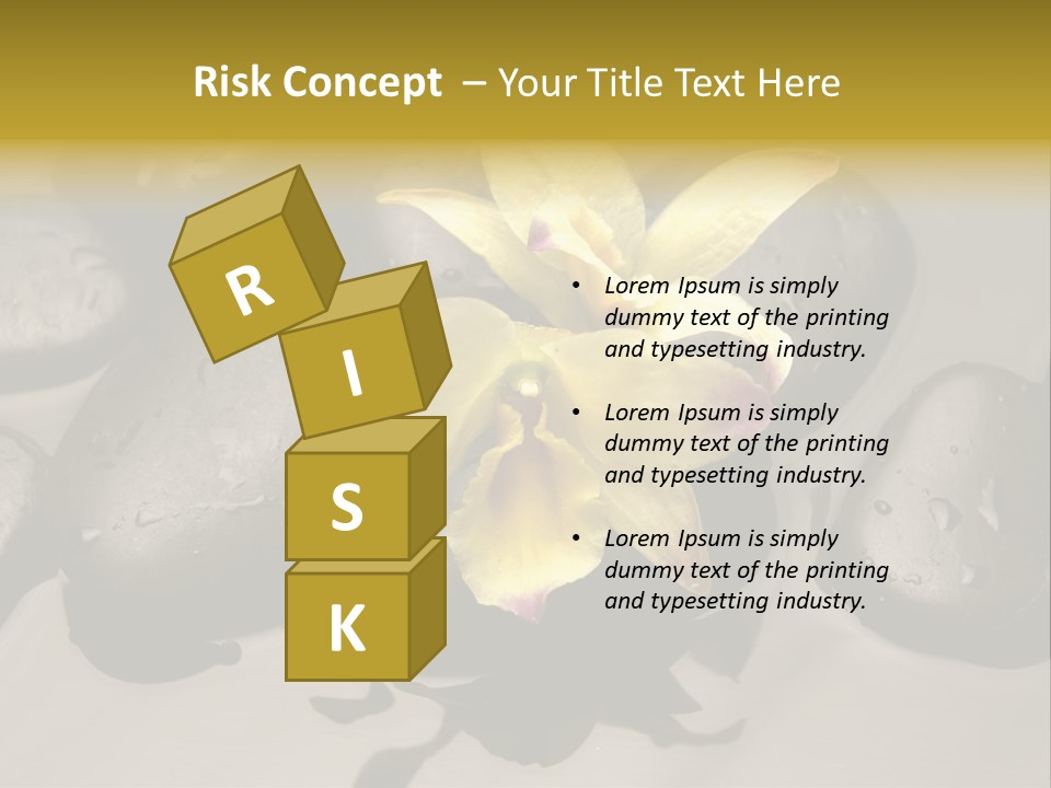 A Yellow Flower Sitting On Top Of Black Rocks PowerPoint Template