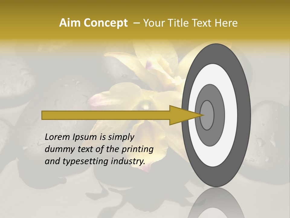 A Yellow Flower Sitting On Top Of Black Rocks PowerPoint Template