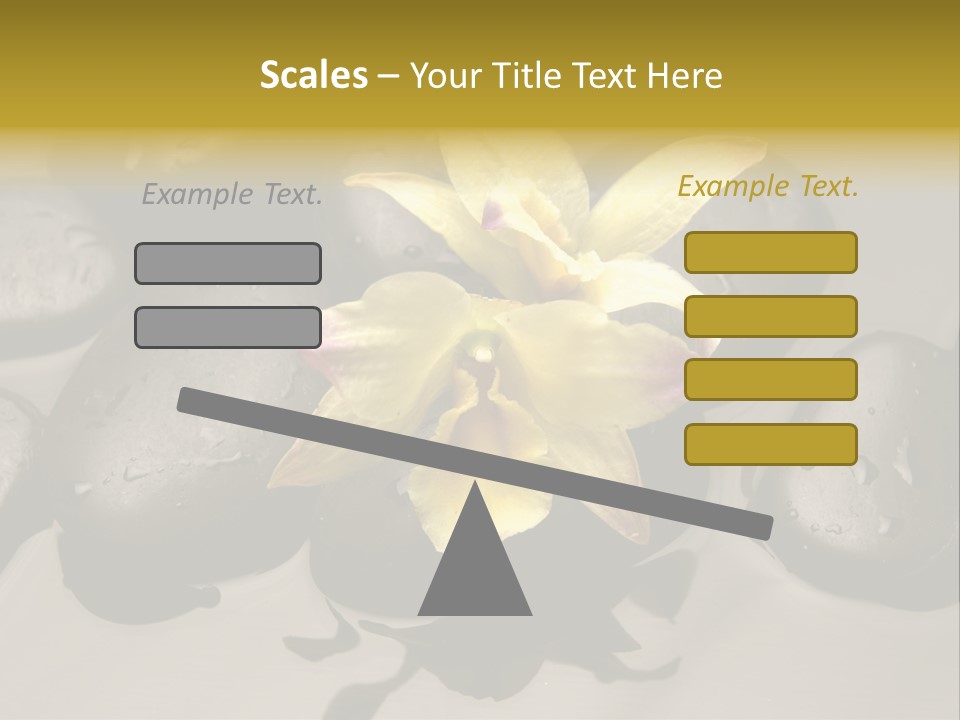 A Yellow Flower Sitting On Top Of Black Rocks PowerPoint Template