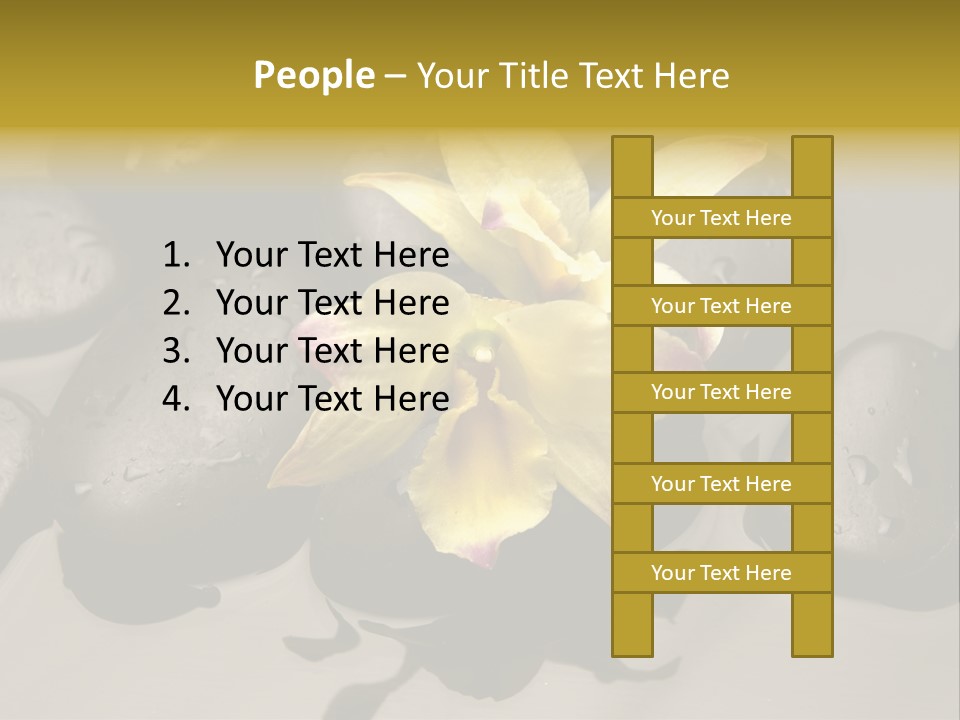 A Yellow Flower Sitting On Top Of Black Rocks PowerPoint Template