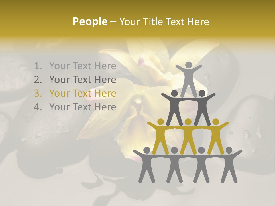 A Yellow Flower Sitting On Top Of Black Rocks PowerPoint Template