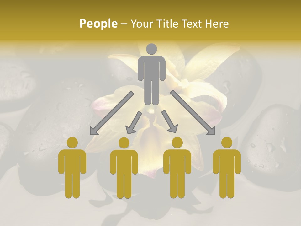 A Yellow Flower Sitting On Top Of Black Rocks PowerPoint Template