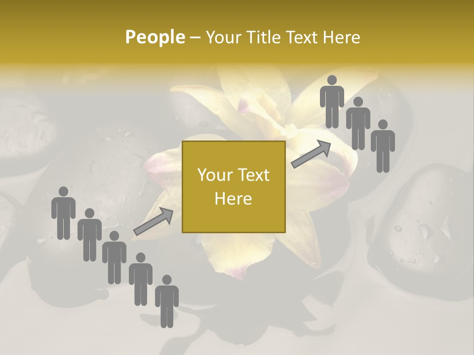 A Yellow Flower Sitting On Top Of Black Rocks PowerPoint Template