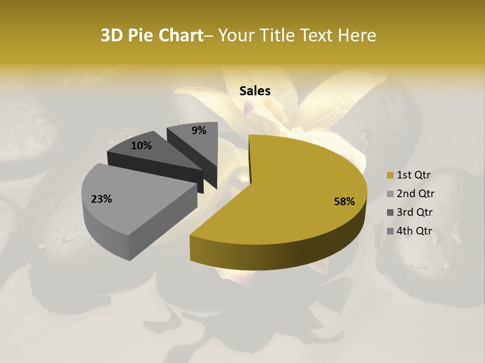 A Yellow Flower Sitting On Top Of Black Rocks PowerPoint Template