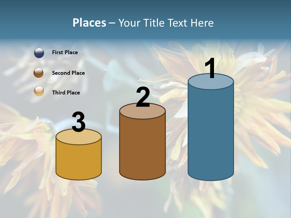 A Group Of Yellow Flowers With A Blue Background PowerPoint Template