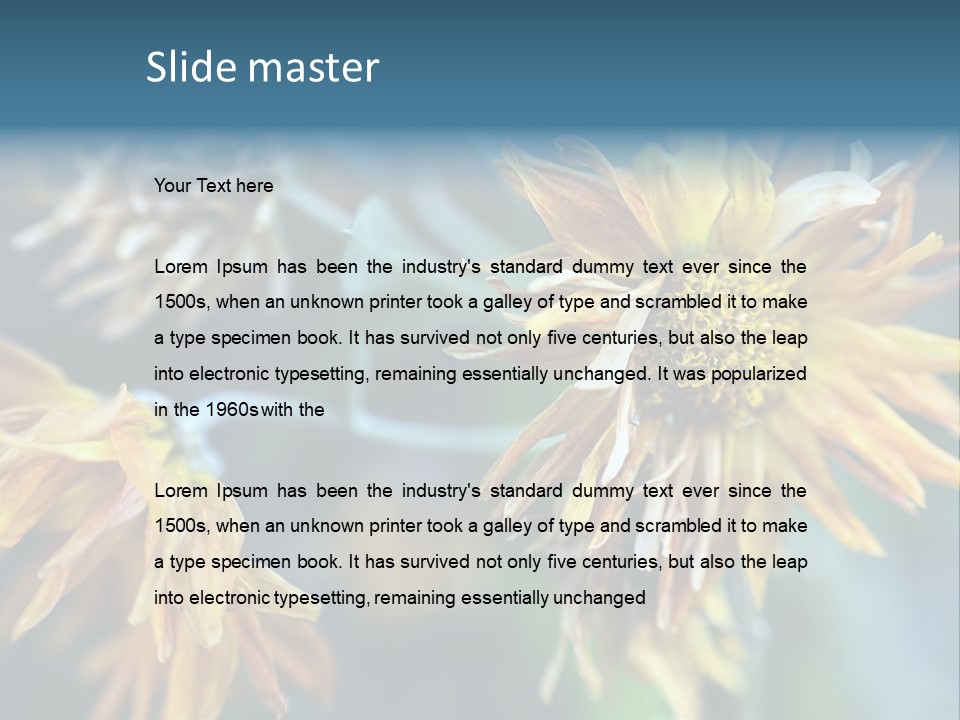 A Group Of Yellow Flowers With A Blue Background PowerPoint Template