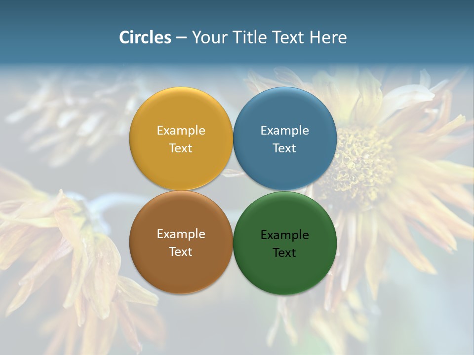 A Group Of Yellow Flowers With A Blue Background PowerPoint Template