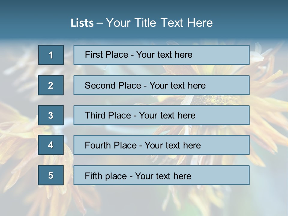 A Group Of Yellow Flowers With A Blue Background PowerPoint Template
