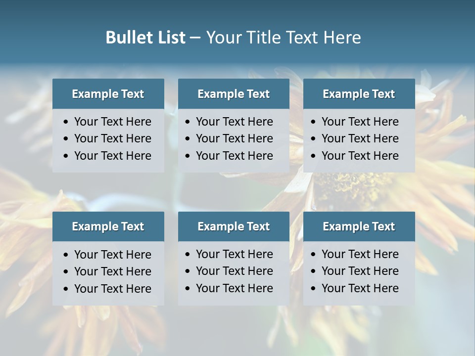 A Group Of Yellow Flowers With A Blue Background PowerPoint Template