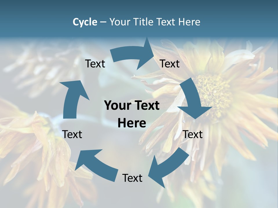 A Group Of Yellow Flowers With A Blue Background PowerPoint Template