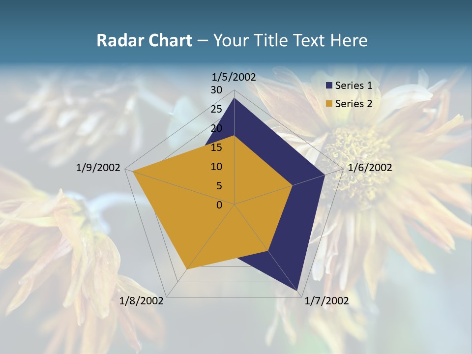 A Group Of Yellow Flowers With A Blue Background PowerPoint Template