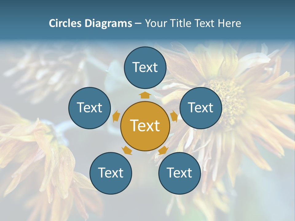 A Group Of Yellow Flowers With A Blue Background PowerPoint Template