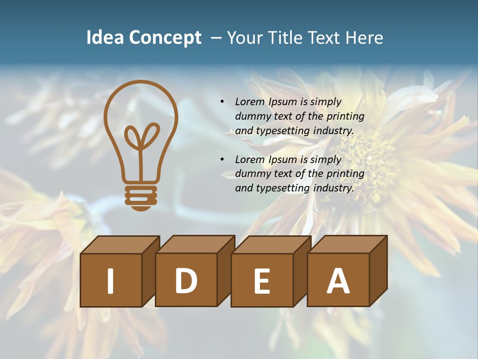 A Group Of Yellow Flowers With A Blue Background PowerPoint Template