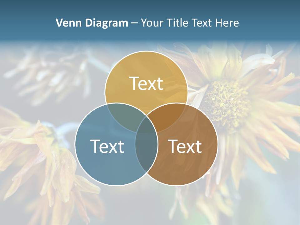 A Group Of Yellow Flowers With A Blue Background PowerPoint Template