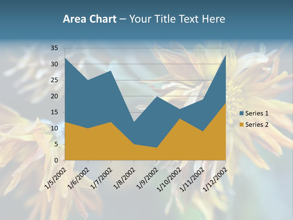 A Group Of Yellow Flowers With A Blue Background PowerPoint Template