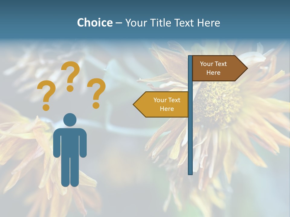 A Group Of Yellow Flowers With A Blue Background PowerPoint Template