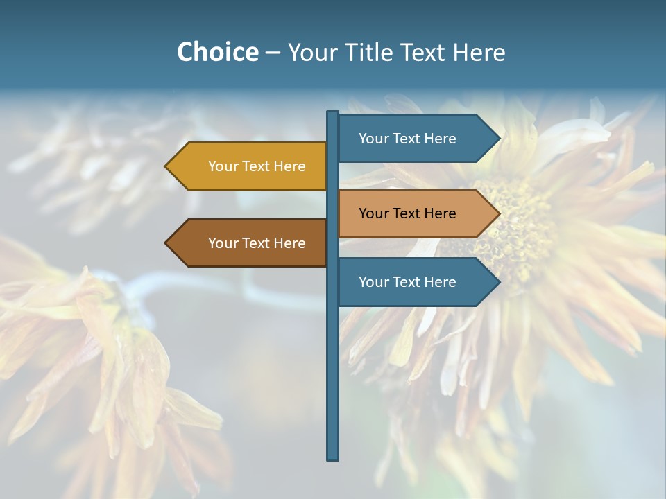 A Group Of Yellow Flowers With A Blue Background PowerPoint Template