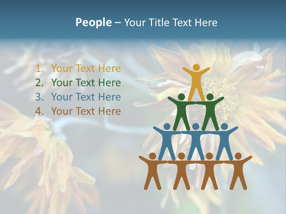 A Group Of Yellow Flowers With A Blue Background PowerPoint Template
