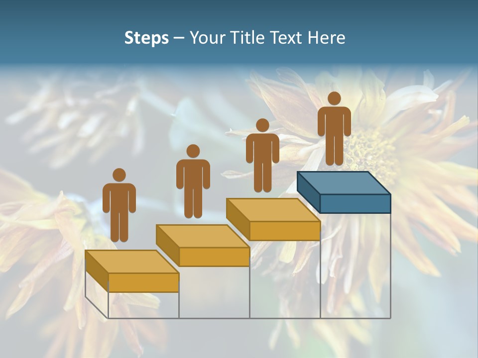A Group Of Yellow Flowers With A Blue Background PowerPoint Template