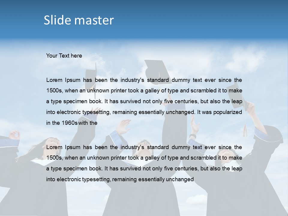 A Group Of Graduates Tossing Their Caps In The Air PowerPoint Template