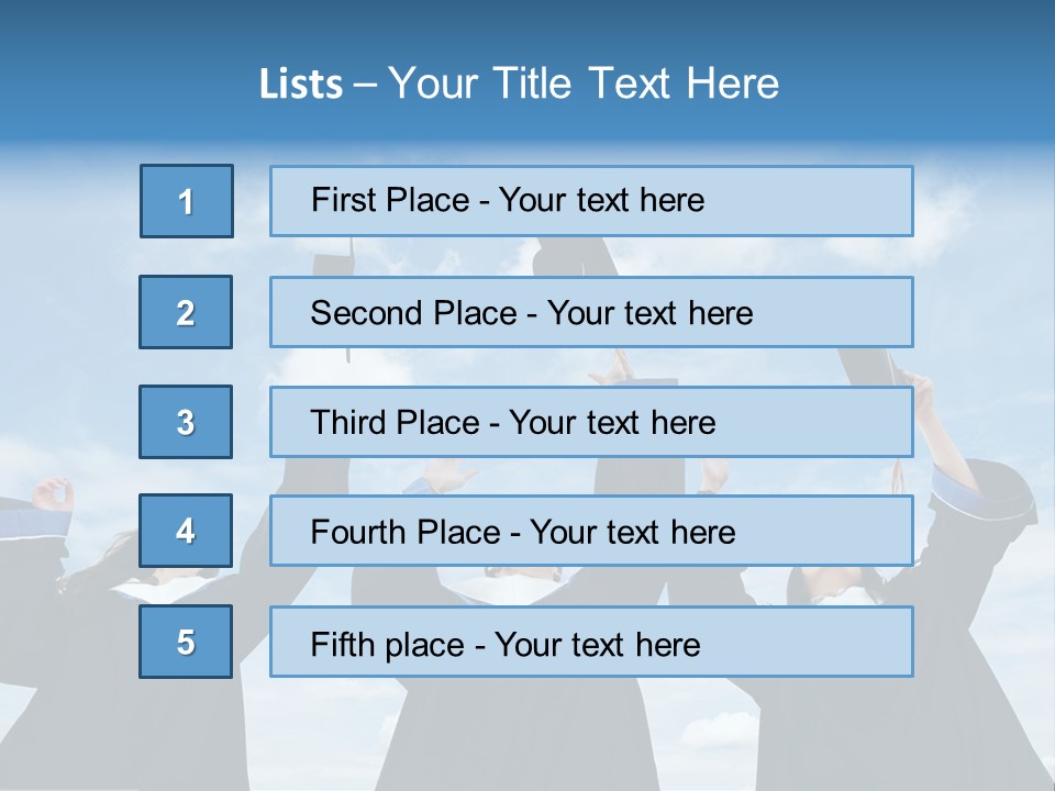 A Group Of Graduates Tossing Their Caps In The Air PowerPoint Template