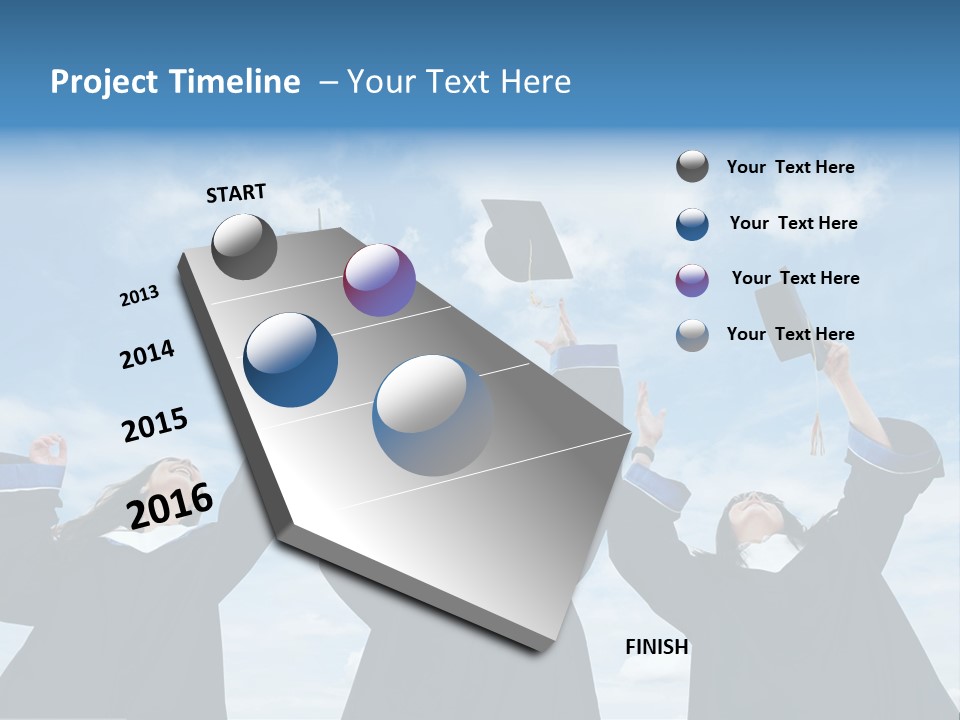 A Group Of Graduates Tossing Their Caps In The Air PowerPoint Template