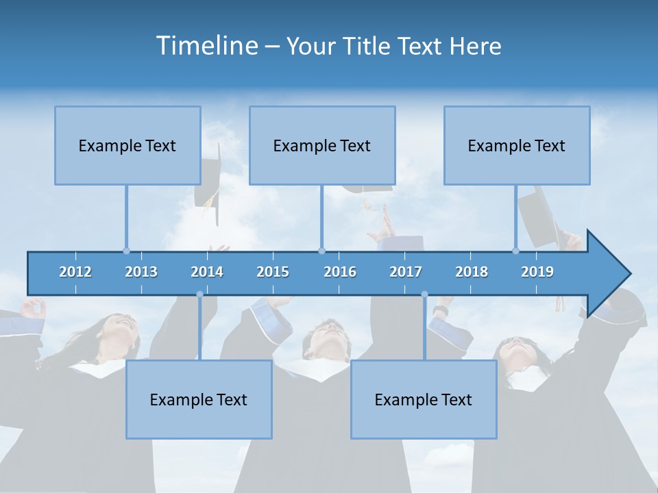 A Group Of Graduates Tossing Their Caps In The Air PowerPoint Template