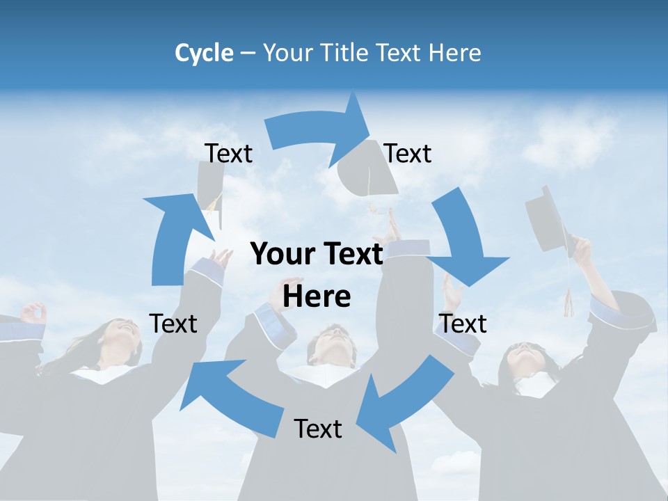 A Group Of Graduates Tossing Their Caps In The Air PowerPoint Template