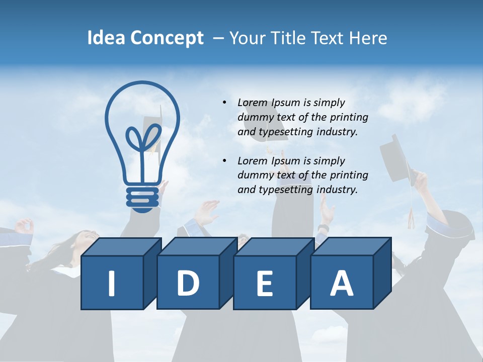 A Group Of Graduates Tossing Their Caps In The Air PowerPoint Template