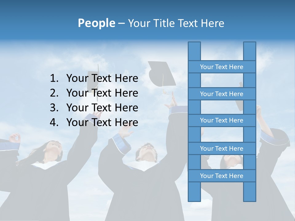 A Group Of Graduates Tossing Their Caps In The Air PowerPoint Template