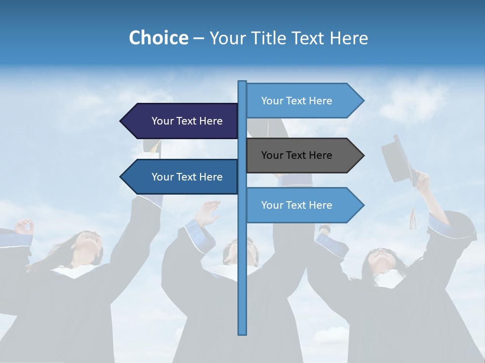 A Group Of Graduates Tossing Their Caps In The Air PowerPoint Template