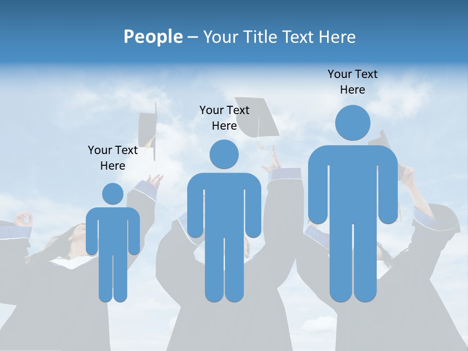 A Group Of Graduates Tossing Their Caps In The Air PowerPoint Template