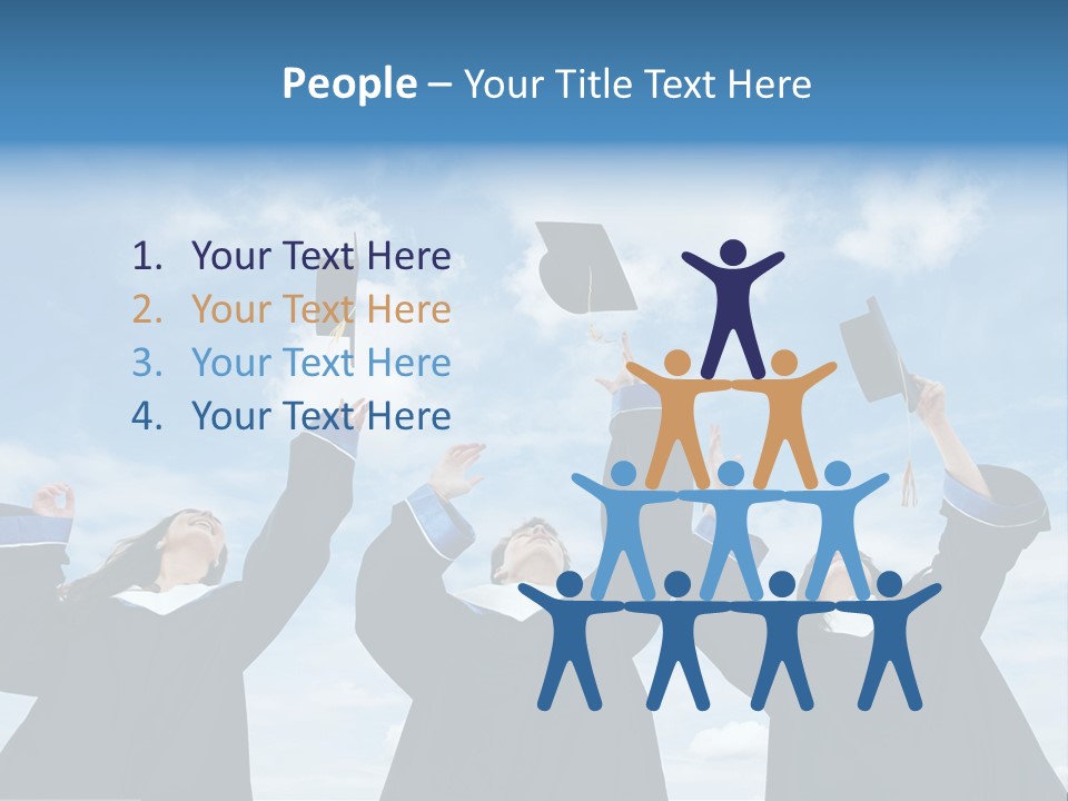 A Group Of Graduates Tossing Their Caps In The Air PowerPoint Template