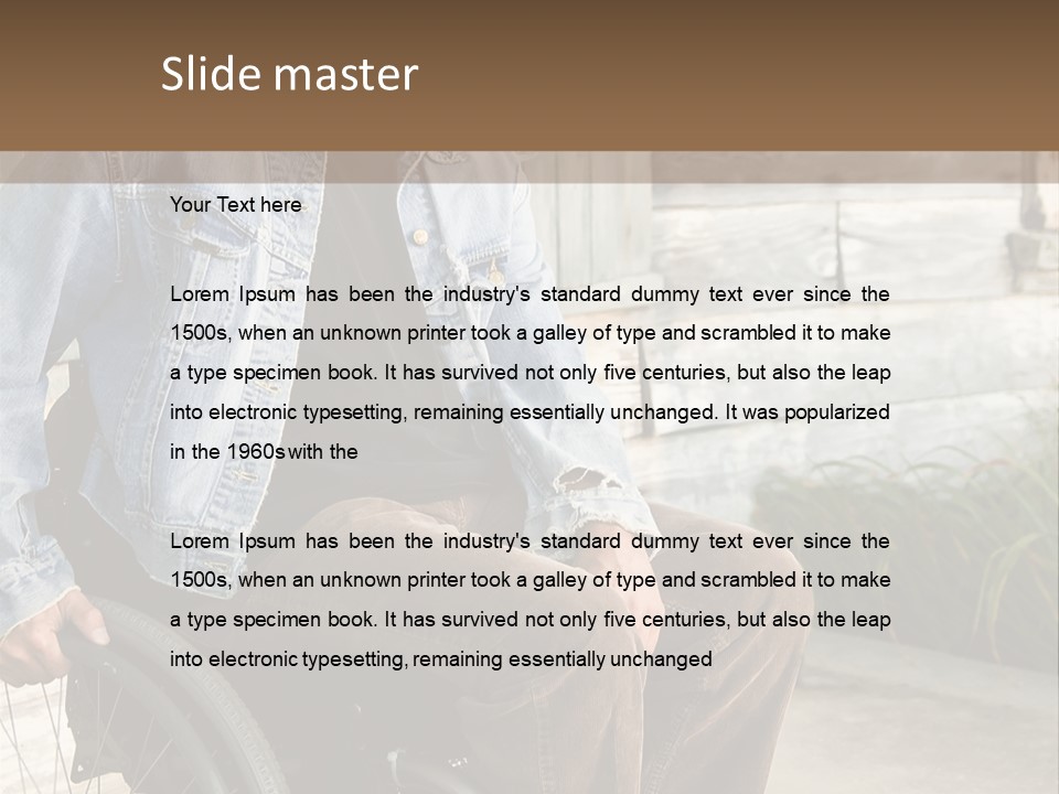 A Man In A Wheelchair Is Smiling For The Camera PowerPoint Template