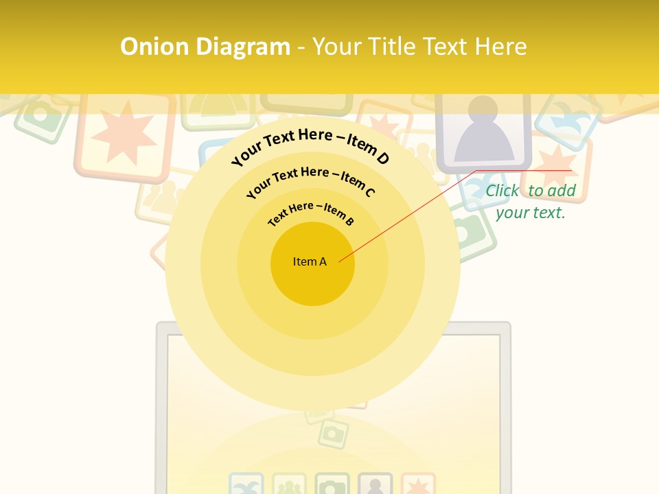 A Laptop With Social Icons Coming Out Of It PowerPoint Template