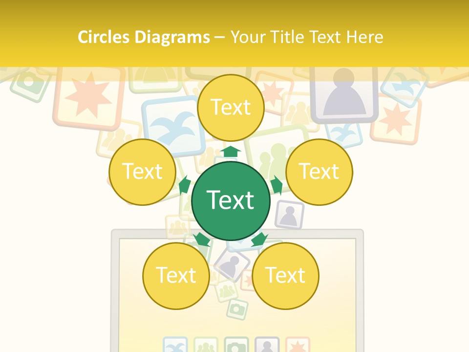 A Laptop With Social Icons Coming Out Of It PowerPoint Template