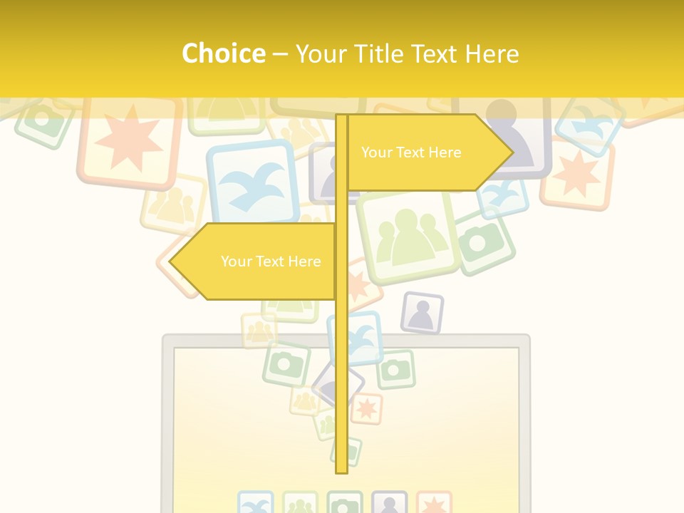 A Laptop With Social Icons Coming Out Of It PowerPoint Template