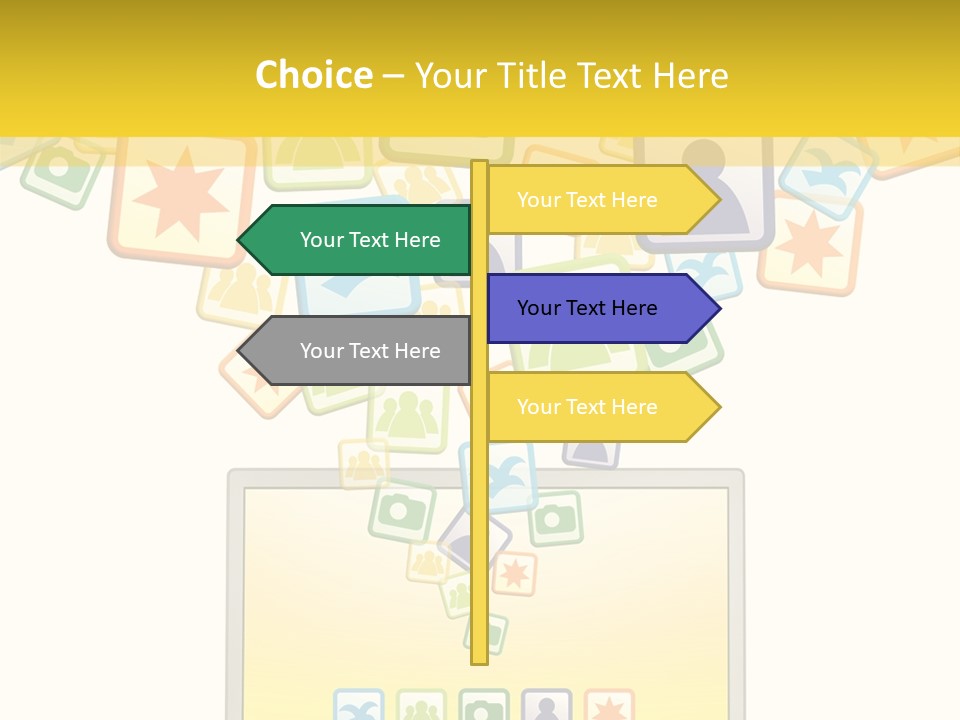 A Laptop With Social Icons Coming Out Of It PowerPoint Template