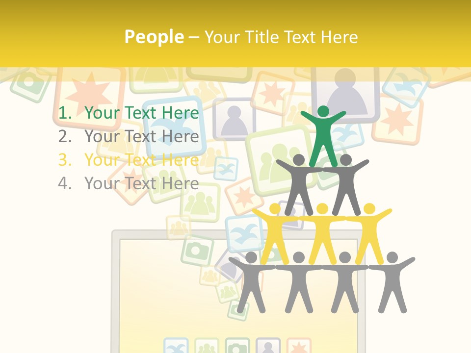 A Laptop With Social Icons Coming Out Of It PowerPoint Template