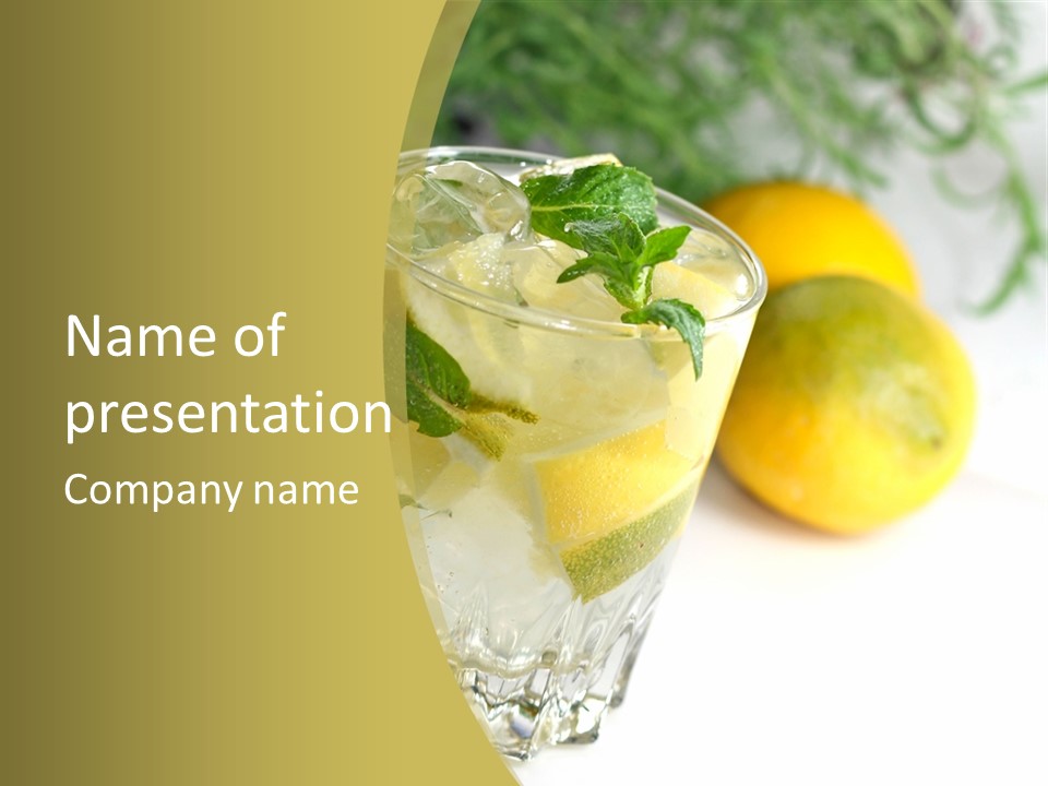 A Glass Of Lemonade Next To Lemons On A Table PowerPoint Template