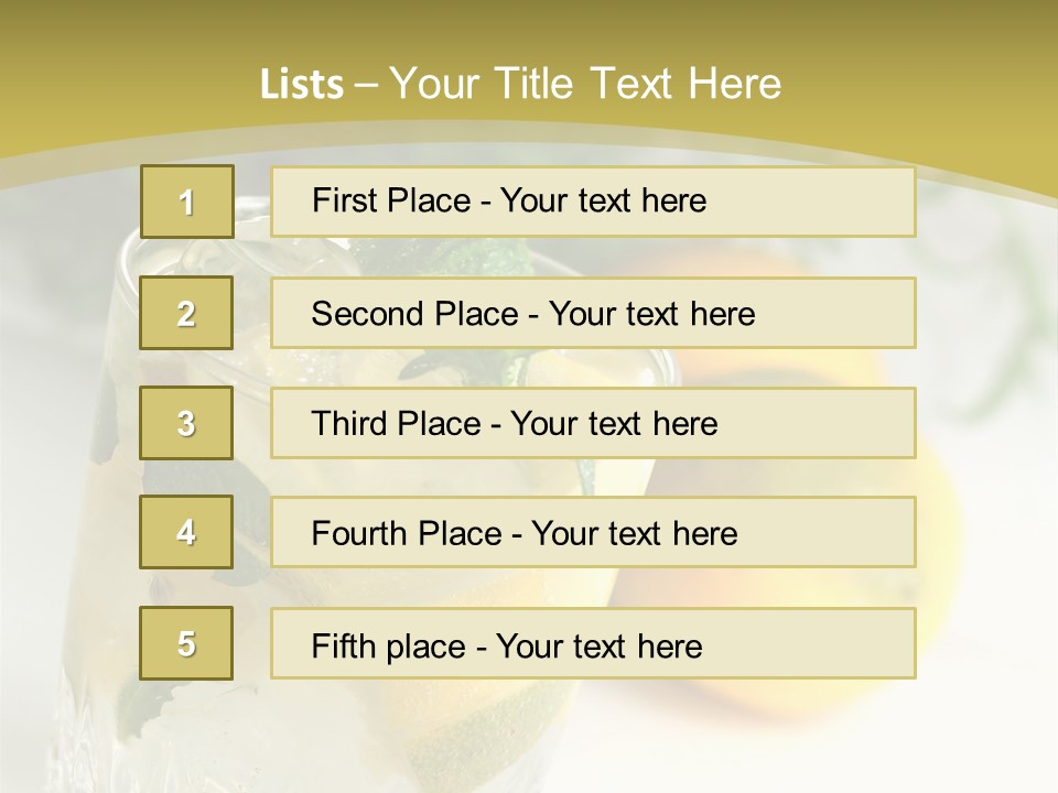 A Glass Of Lemonade Next To Lemons On A Table PowerPoint Template