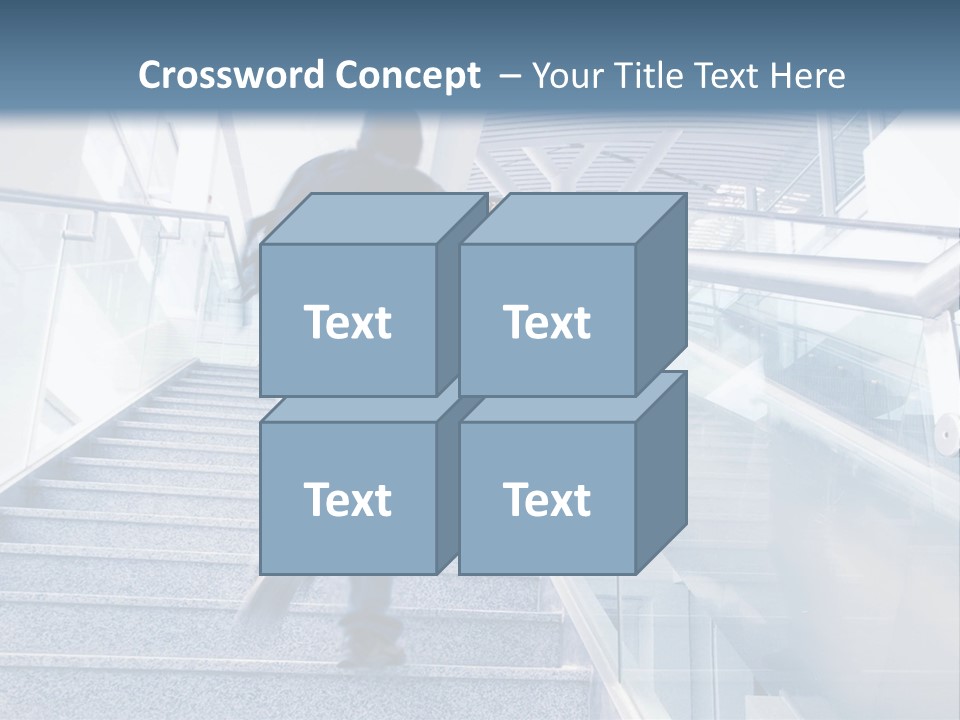 A Man Walking Down A Flight Of Stairs In A Building PowerPoint Template