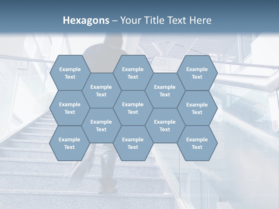 A Man Walking Down A Flight Of Stairs In A Building PowerPoint Template