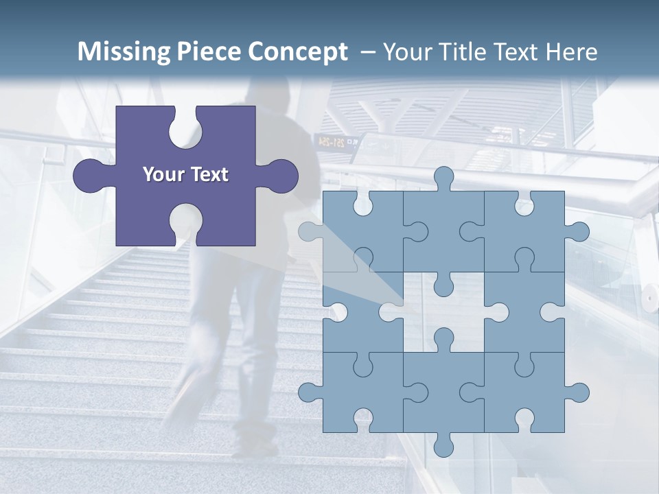 A Man Walking Down A Flight Of Stairs In A Building PowerPoint Template