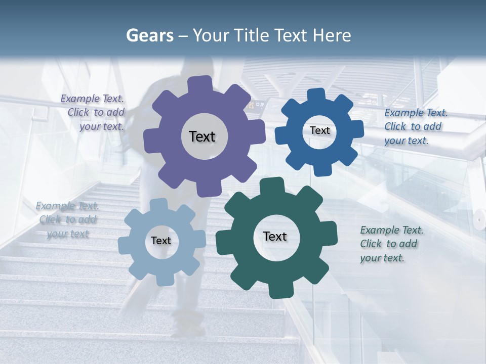 A Man Walking Down A Flight Of Stairs In A Building PowerPoint Template
