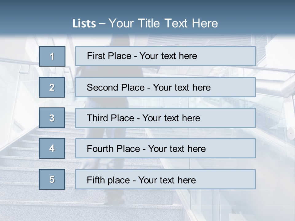 A Man Walking Down A Flight Of Stairs In A Building PowerPoint Template