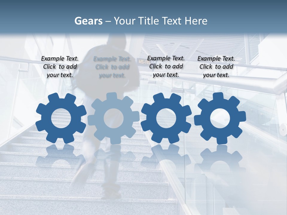 A Man Walking Down A Flight Of Stairs In A Building PowerPoint Template