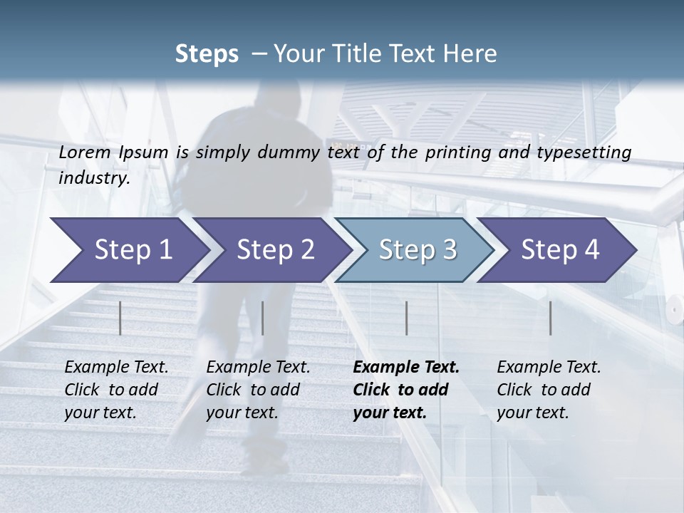 A Man Walking Down A Flight Of Stairs In A Building PowerPoint Template