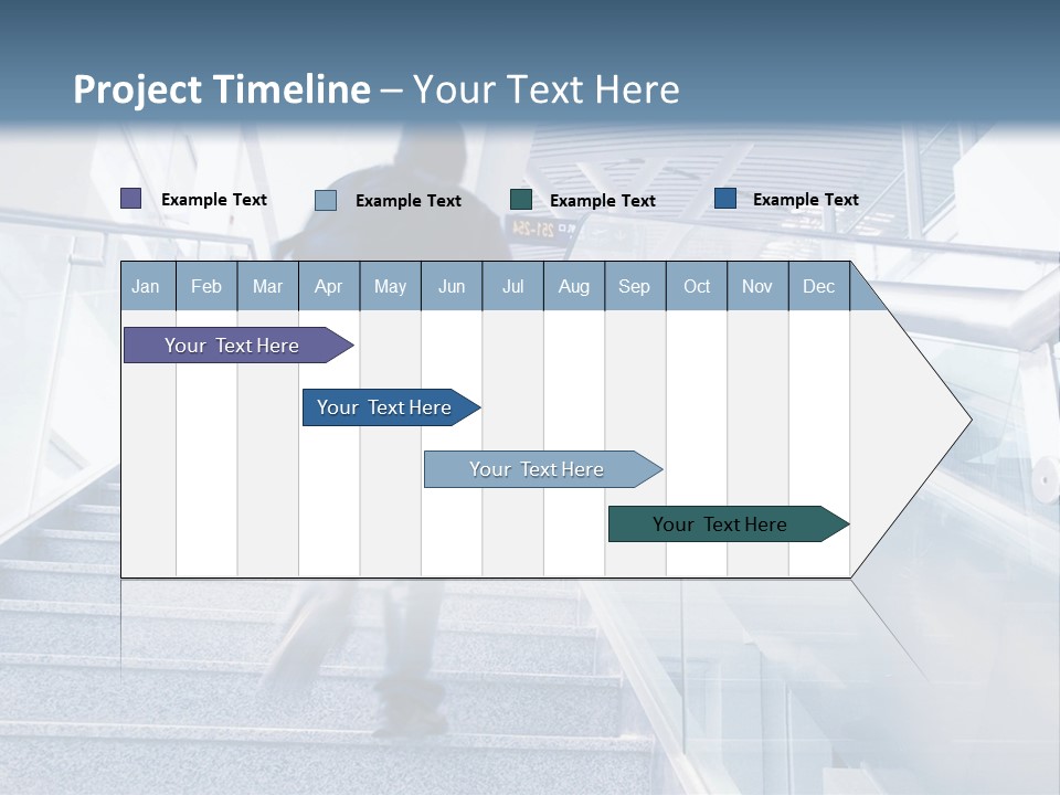 A Man Walking Down A Flight Of Stairs In A Building PowerPoint Template
